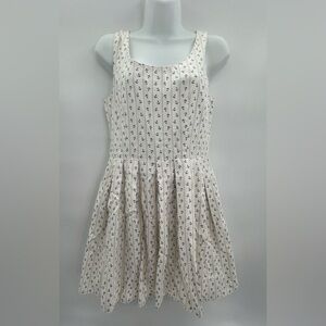 Jack Wills Women's Cream and Navy Dress - Size 6